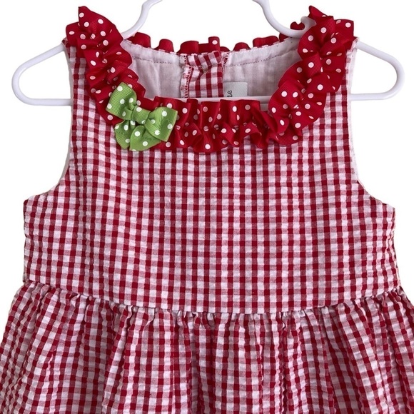Emily Rose Girls Red White Gingham Seersucker Summer Dress Watermelon Size 3T - Picture 2 of 14